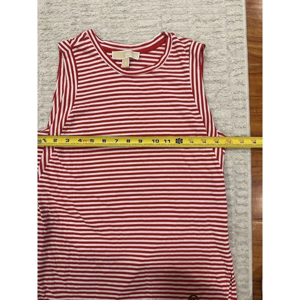 Michael Kors Striped Red White Sleeveless Crew Neck Cotton Tank‎ Women's Top S